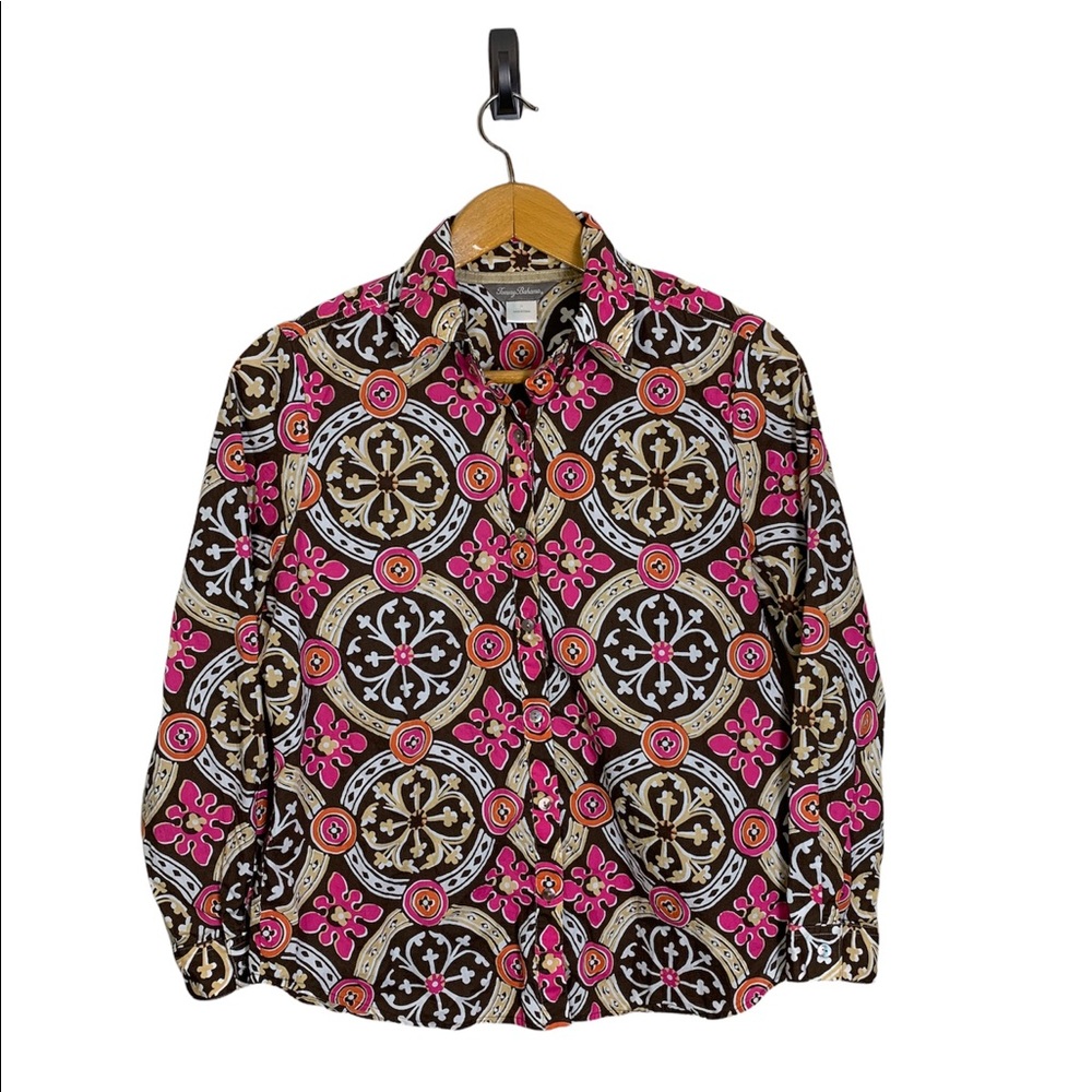 Tommy Bahama Womens Button Up Crest long sleeve shirt size 12
